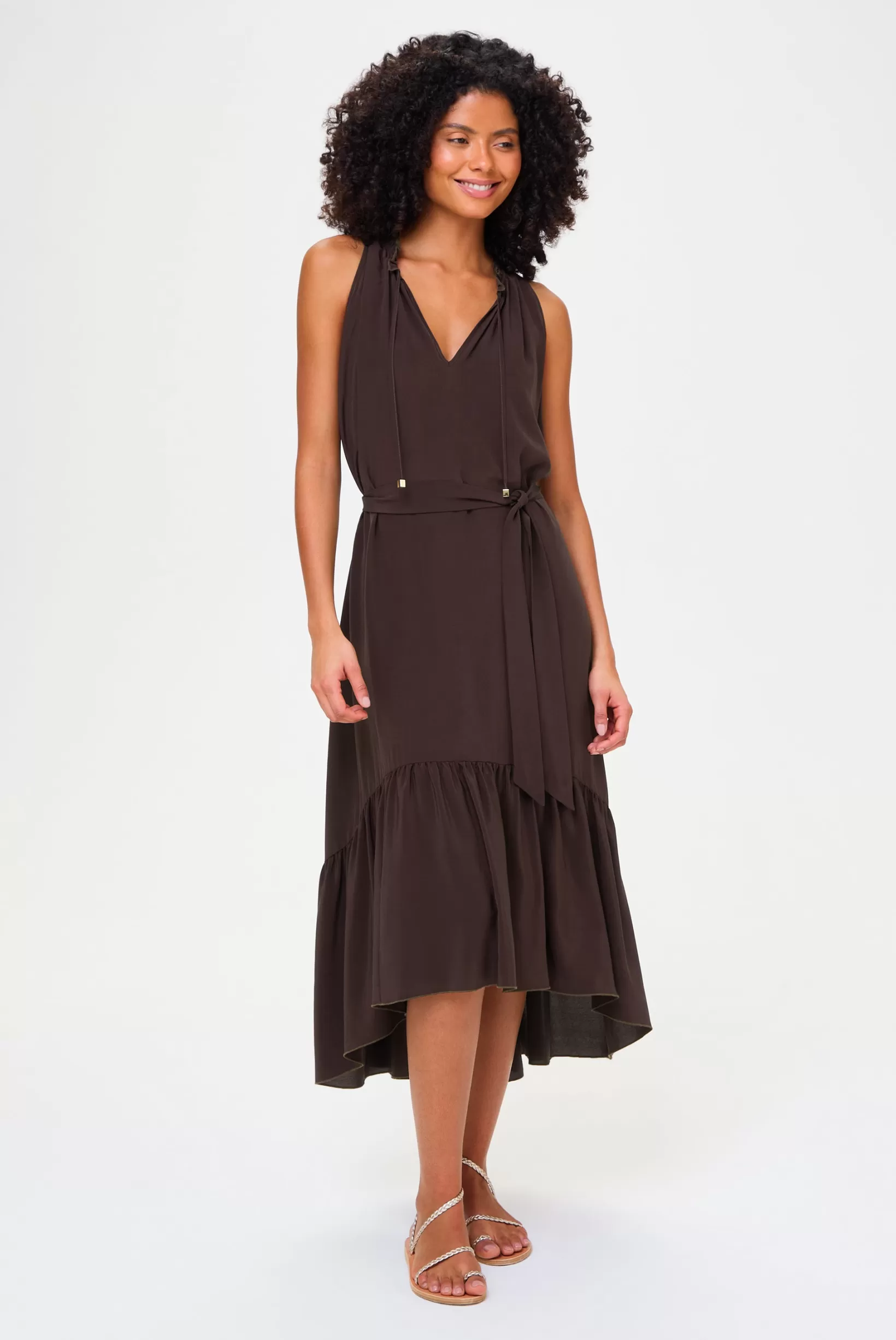 Coco Palm Silk Frill Midi Dress^Heidi Klein Outlet