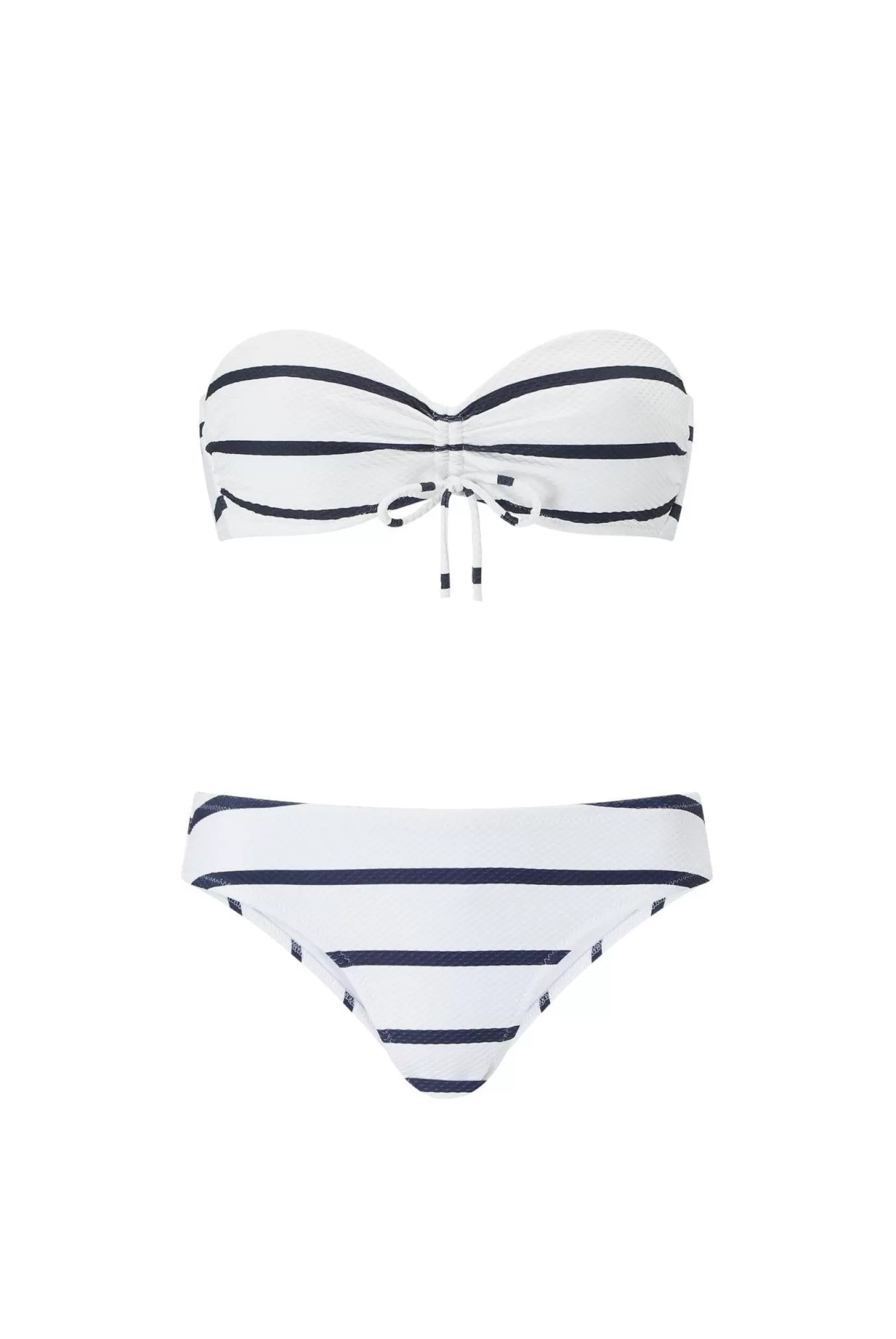 Nautical Stripe Ruched Bandeau Bikini^Heidi Klein Outlet
