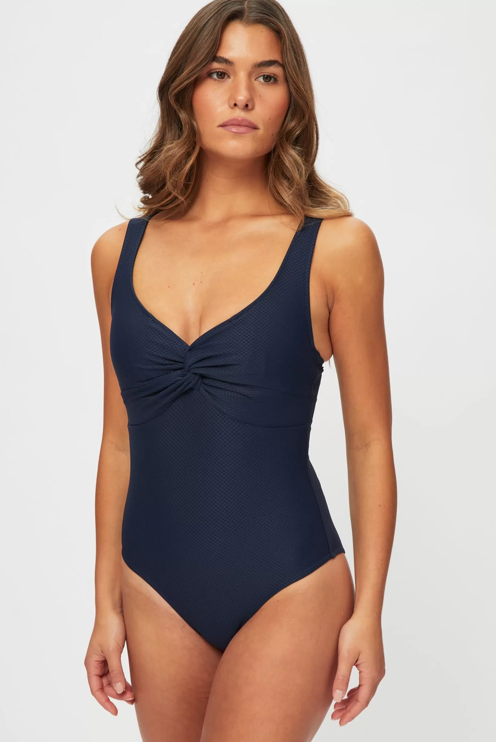 Navy V-Neck Twist Swimsuit^Heidi Klein New