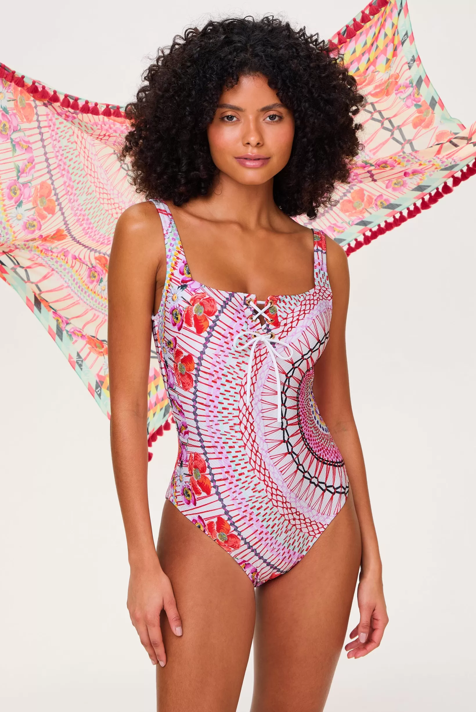Pomegranate Lace Up Swimsuit^Heidi Klein Clearance