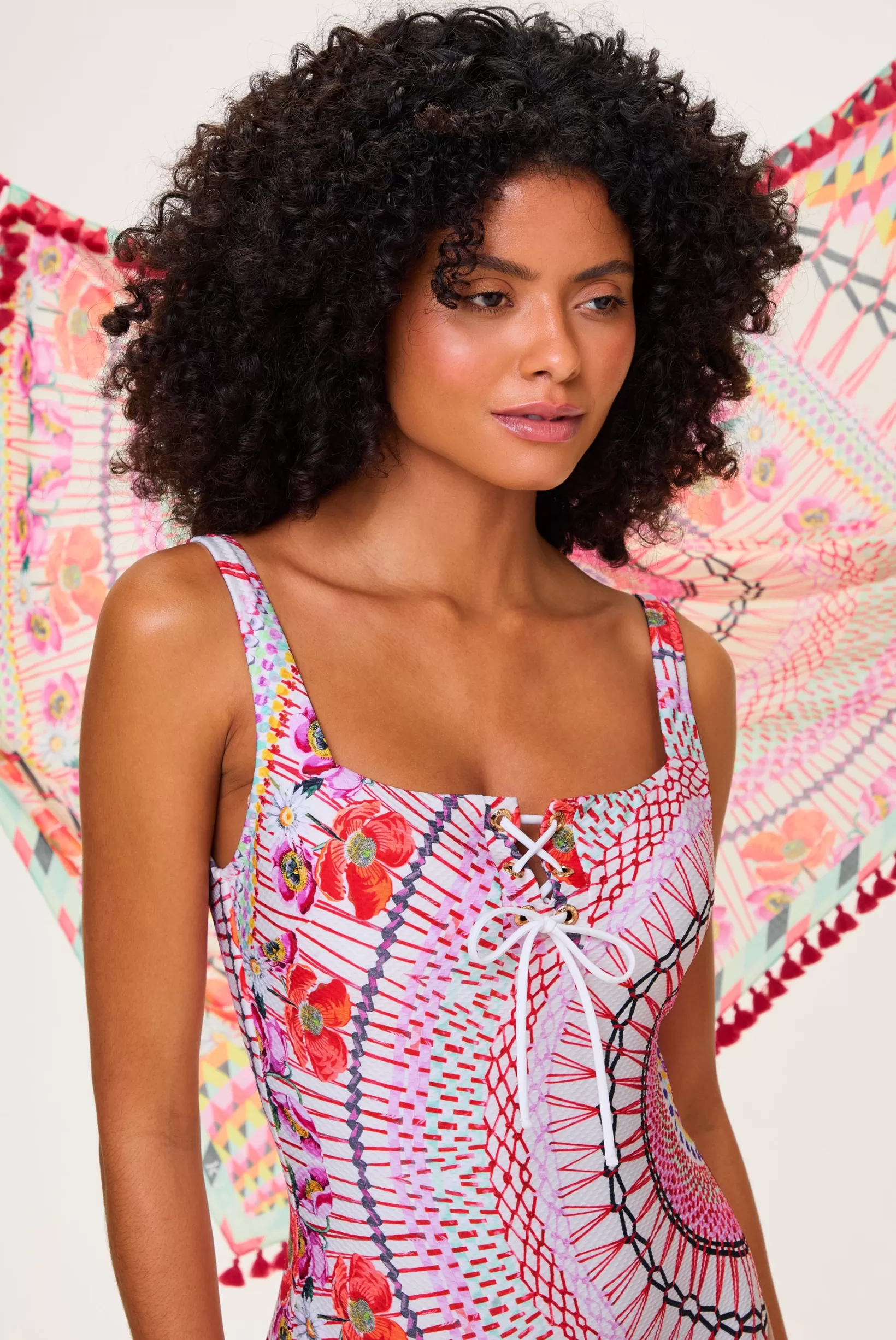 Pomegranate Lace Up Swimsuit^Heidi Klein Clearance